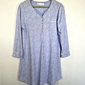 Eileen West Powder Blue Nightgown S Short Sleep Dress Floral Ballet Tradwife